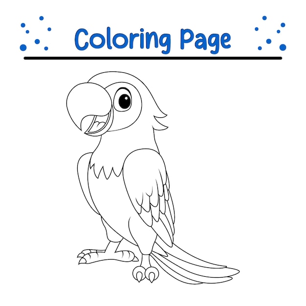Papuga kolorowanka ptak kolorowanka dla dzieci premium wektor