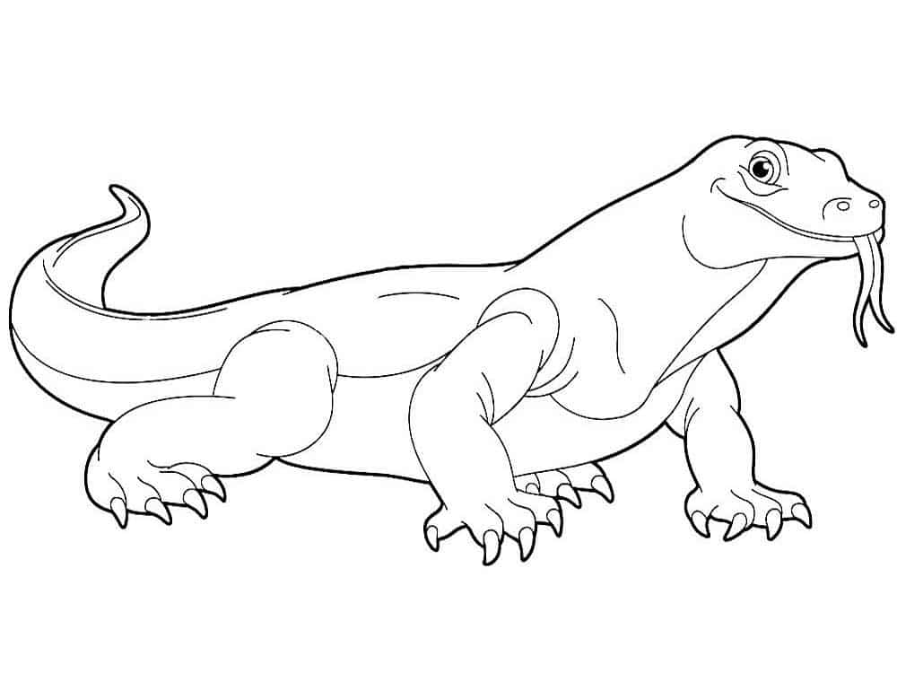 Giant lizard with a tongue coloring page