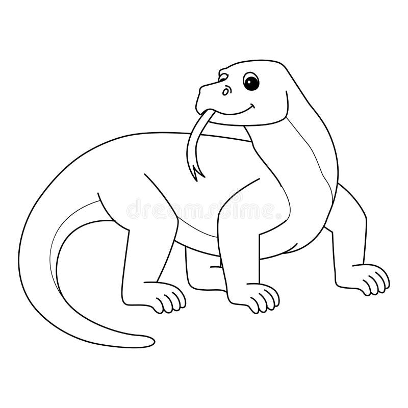 Komodo dragon animal isolated coloring page stock vector
