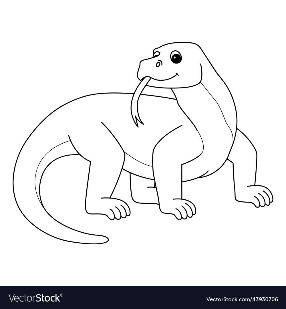 Komodo dragon animal isolated coloring page vector image