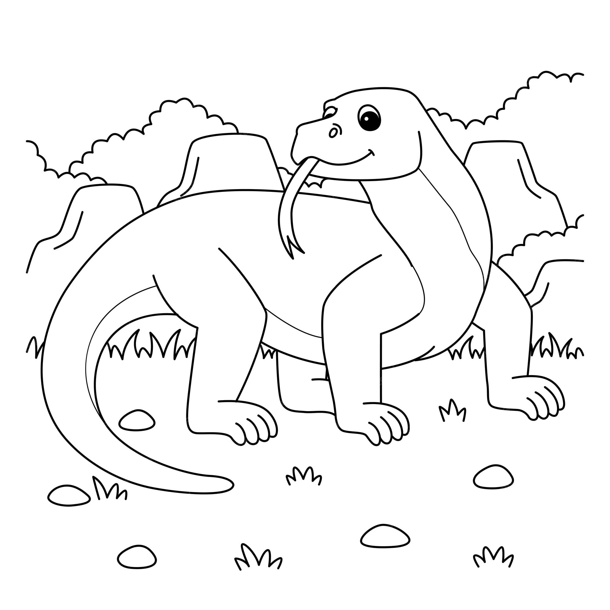 Premium vector komodo dragon animal coloring page for kids