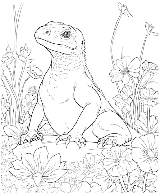 Premium vector komodo dragon coloring pages