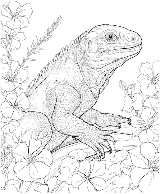 Premium vector komodo dragon coloring page realistic