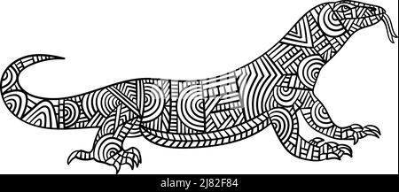 Komodo dragon mandala coloring pages for adults stock vector image art