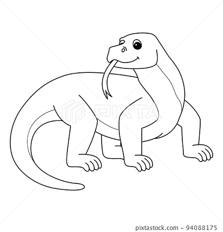 Komodo dragon animal isolated coloring page