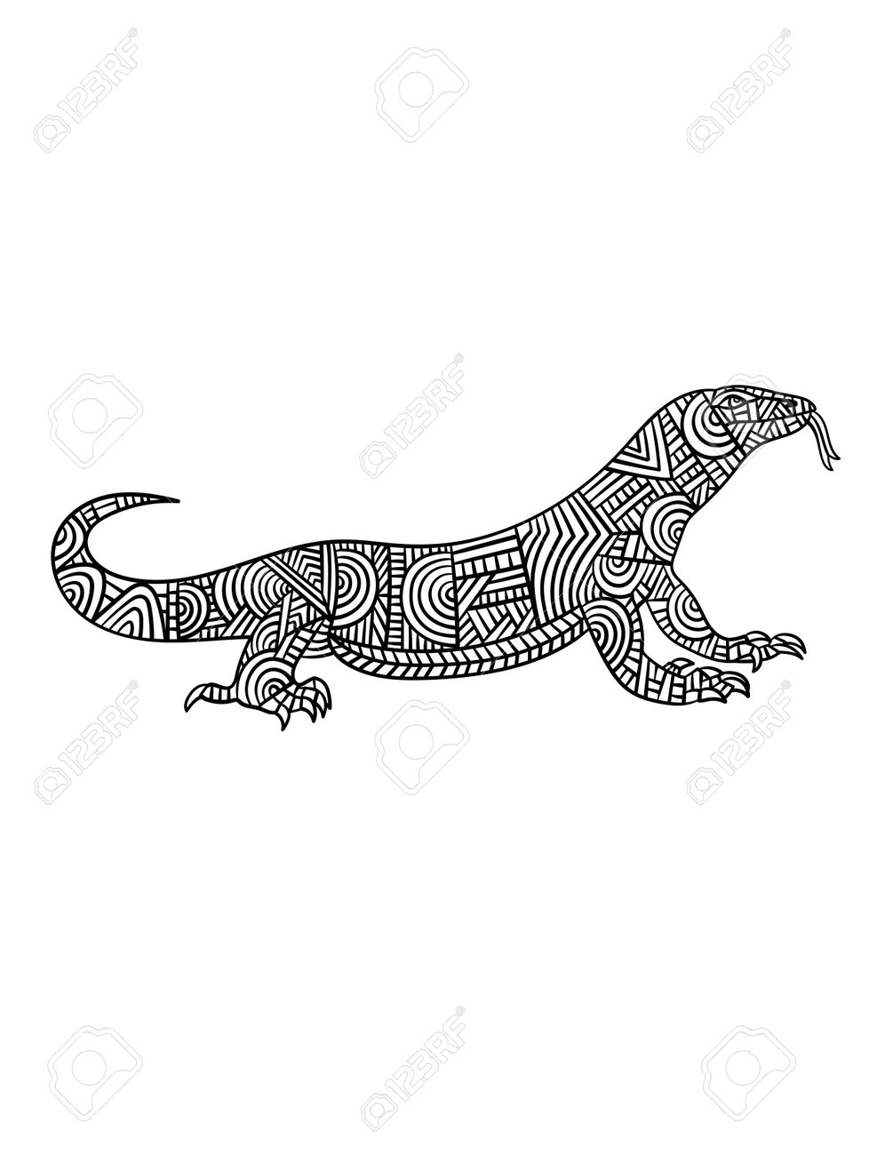 Komodo dragon mandala coloring pages for adults royalty free svg cliparts vectors and stock illustration image