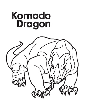 Animal coloring page komodo dragon by megan nedds tpt