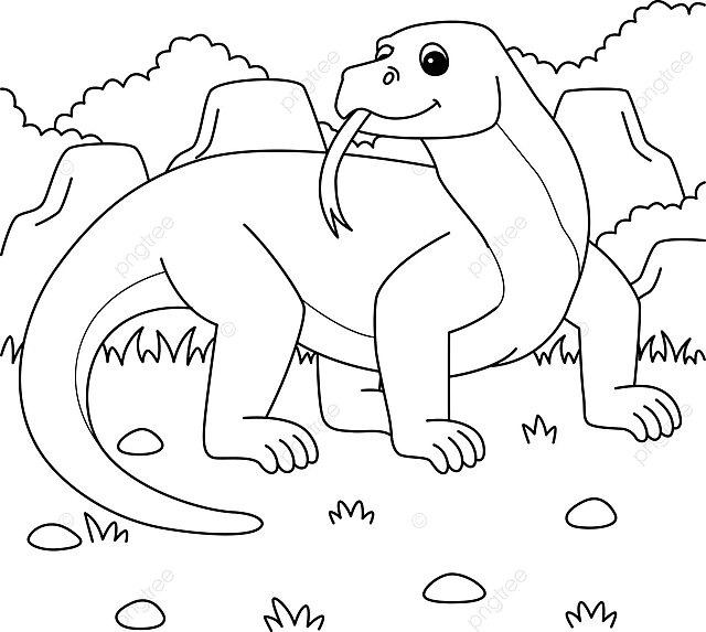 Komodo dragon animal coloring page for kids exotic toddler tropical vector dragon drawing animal drawing ring drawing png and vector with transparent background for free download