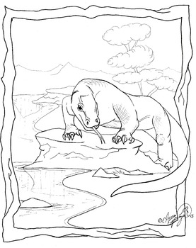 Komodo dragon coloring sheet by coloring creations tpt