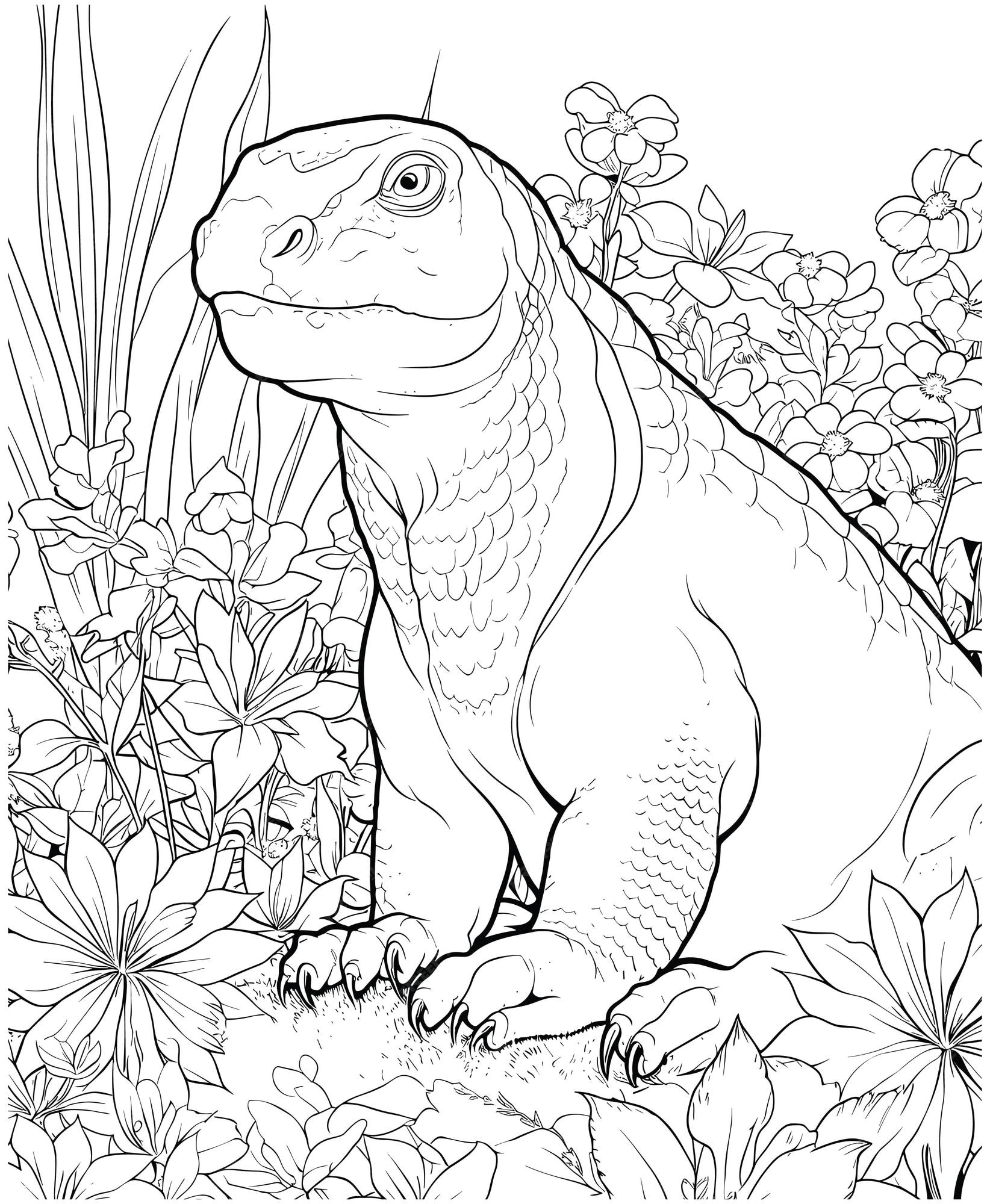 Premium vector komodo dragon coloring page for adults