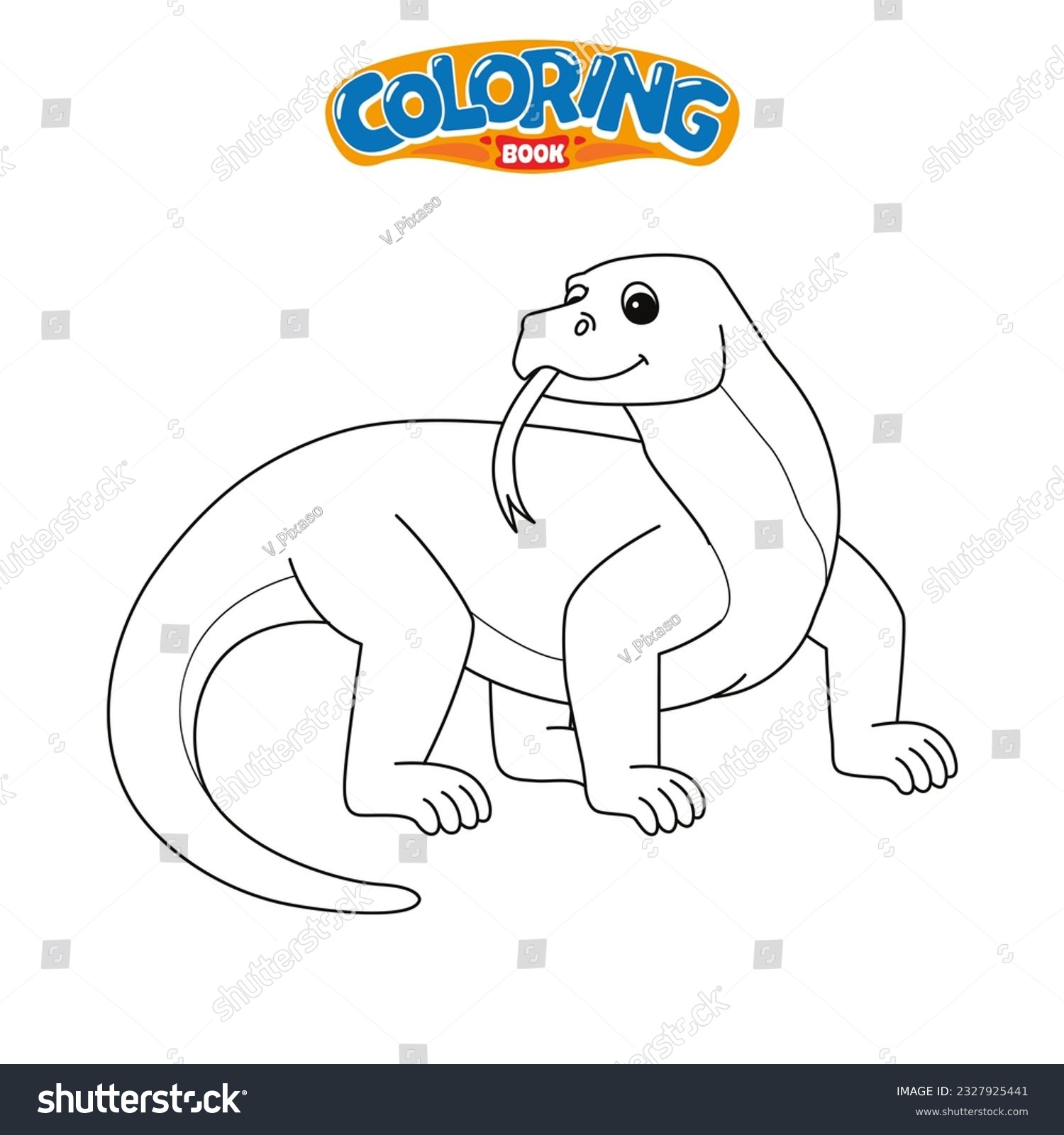 Komodo dragon animal isolated coloring page stock illustration