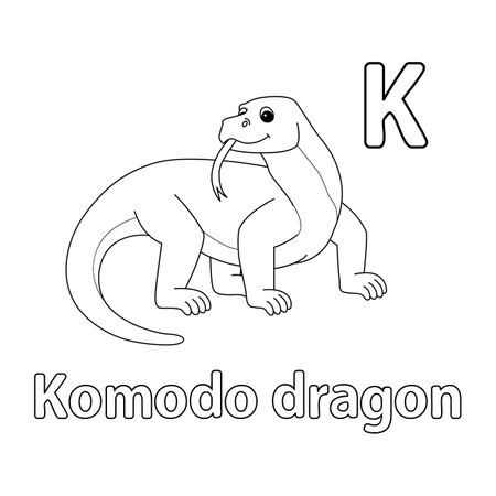 Komodo dragon alphabet abc isolated coloring k ù ùùø øªøµù ùù ù