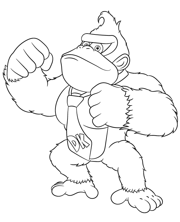 Printable coloring page of donkey kong