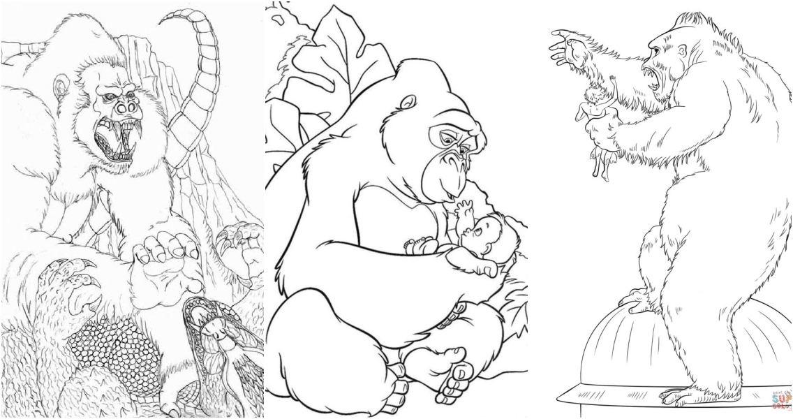 Free king kong coloring pages for kids and adults