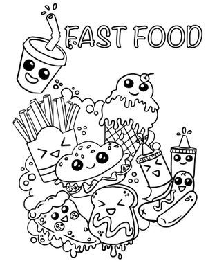 Coloriage emoji fast food adorable ã imprimer