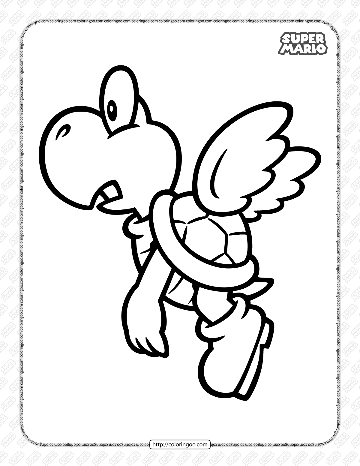 Super mario koopa paratroopa coloring page