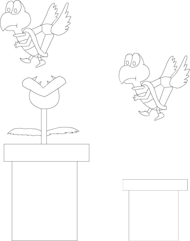 Flying koopa coloring printable page for kids