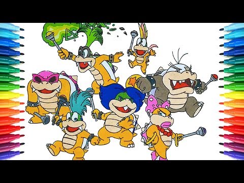 How to draw super mario bros koopalings drawing coloring pages videos for kids