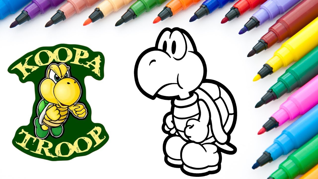 Koopa troopa super mario how to color how to draw color draw