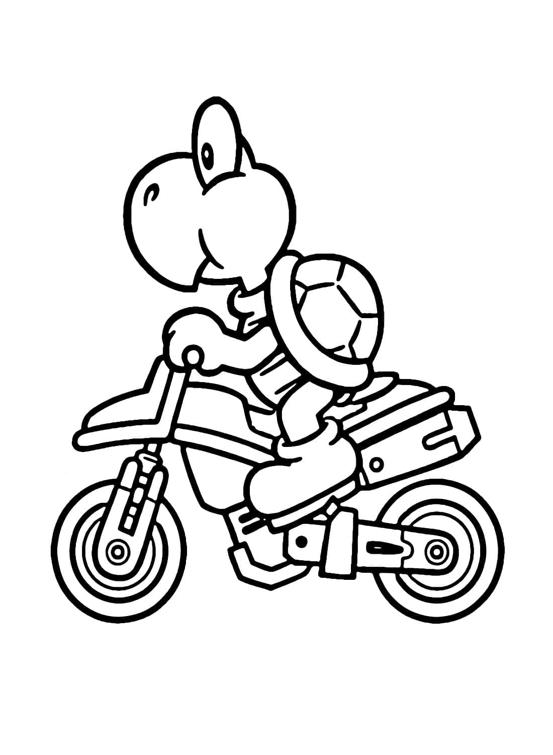 Koopa troopa is driving coloring page