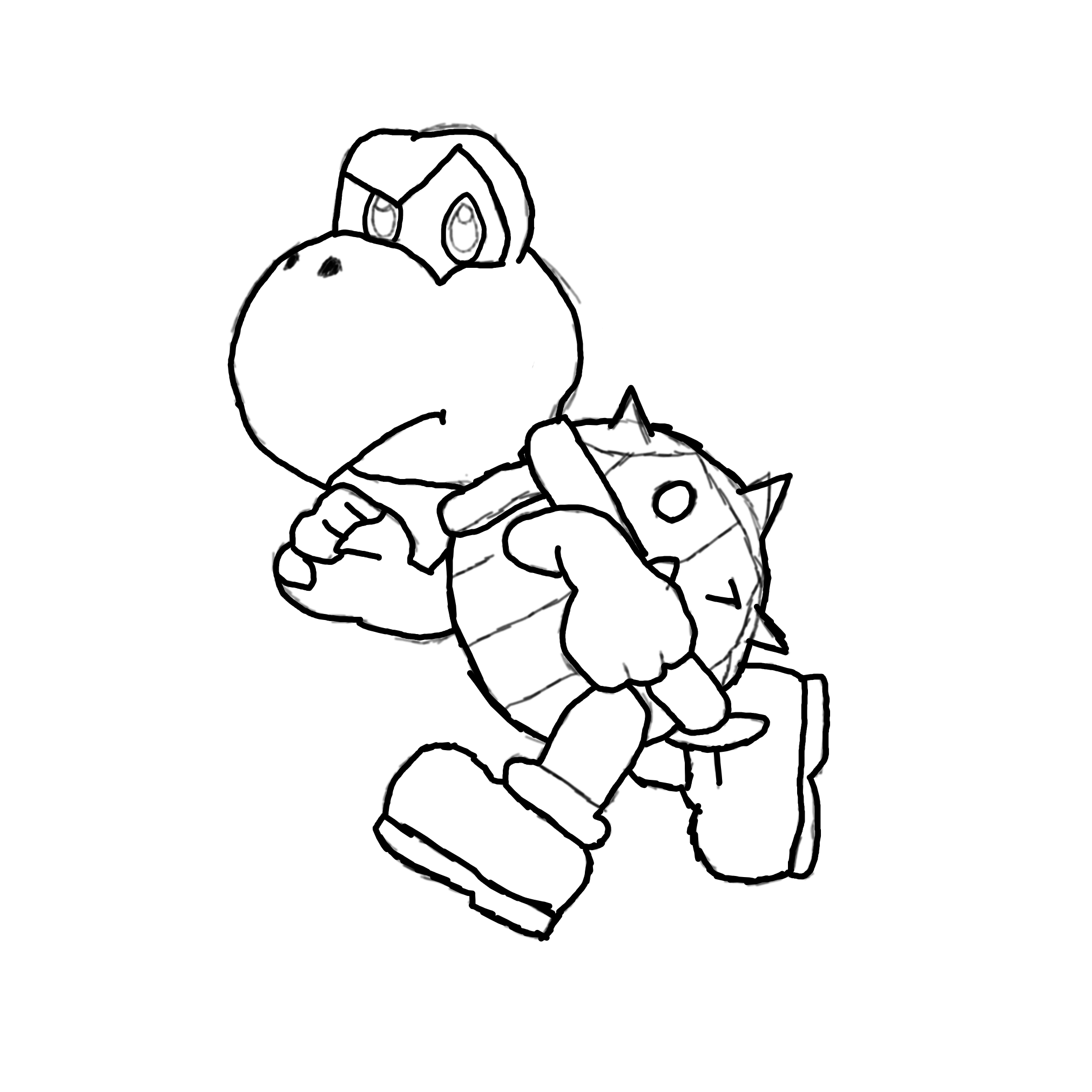 Progress of an idea of a spiked koopa troopa and yes i did use official art for the body mainly because i cant draw a koopa very well and the color of