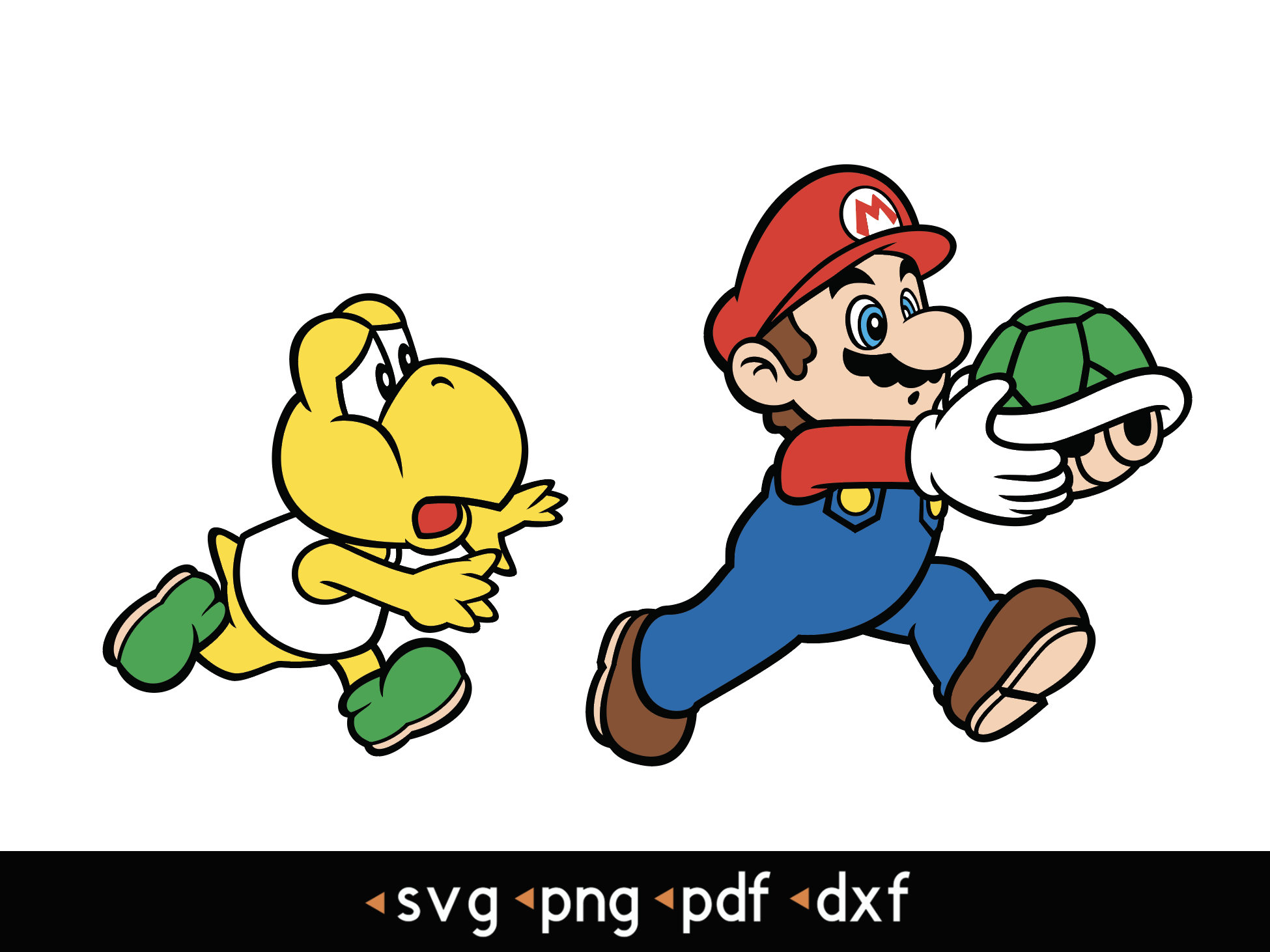 Mario and koopa troopa svg png pdf dxf