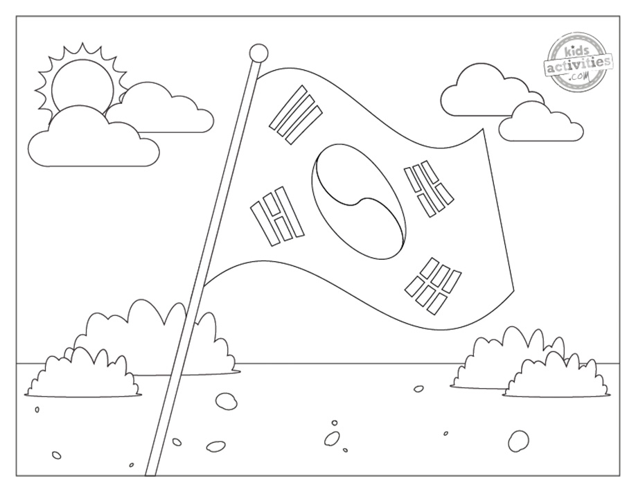 Easy south korean flag coloring pages kids activities blog