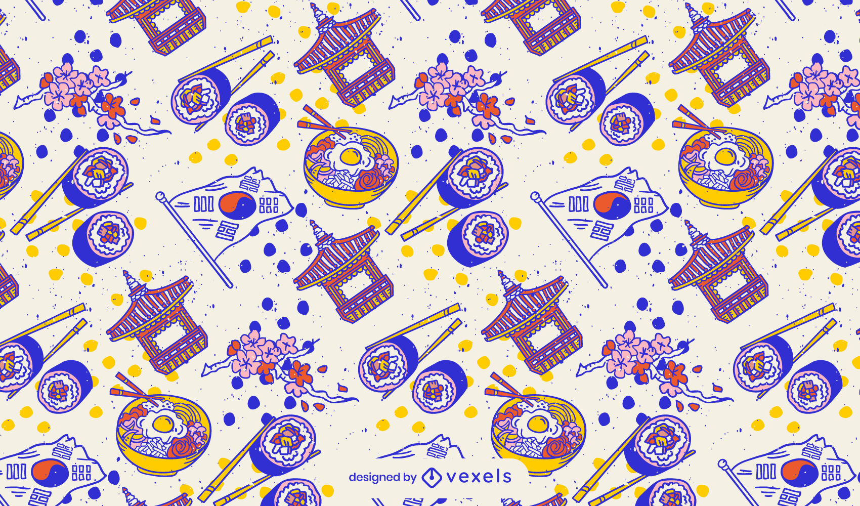 South korean cultural elements pattern design vector download