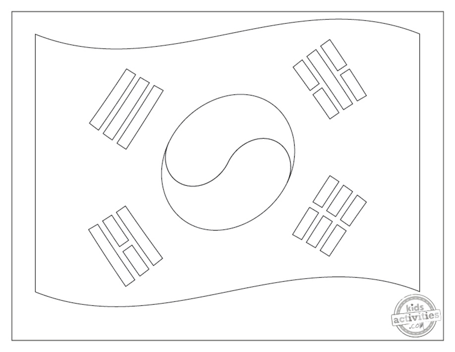 Easy south korean flag coloring pages kids activities blog