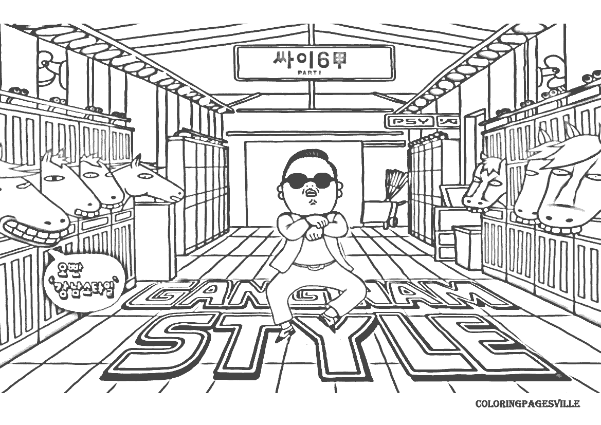 Gangnam style coloring pages