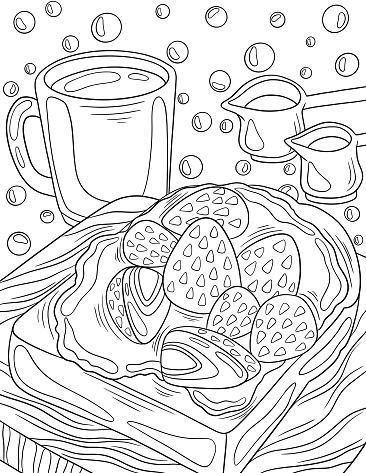 Asian food coloring pages stock illustration