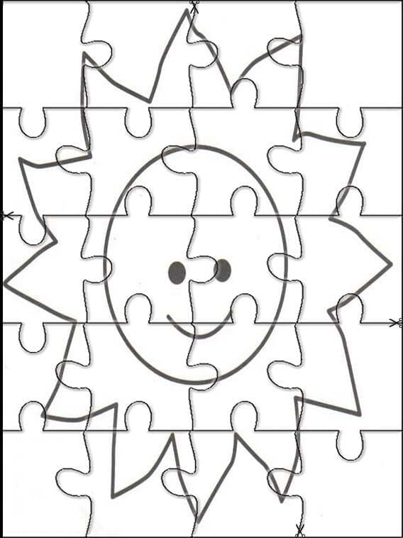 Cute sun jigsaw puzzle coloring page