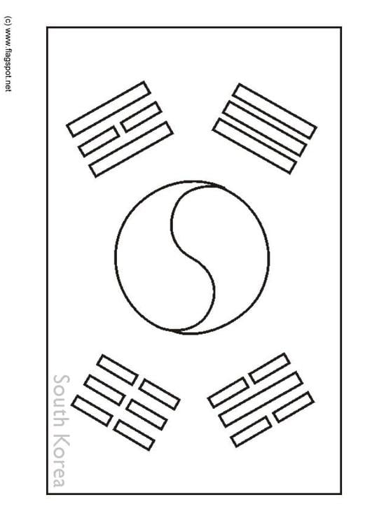 Coloring page flag south korea