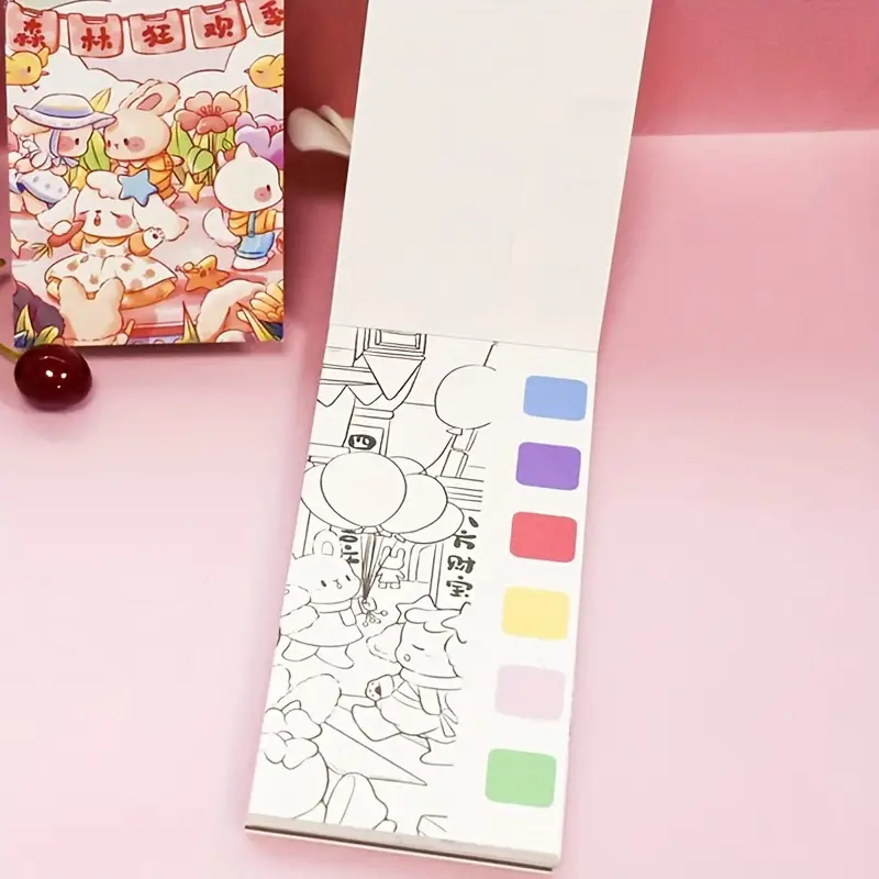 Student portable watercolor pages cartoon coloring book diy puzzle painting for