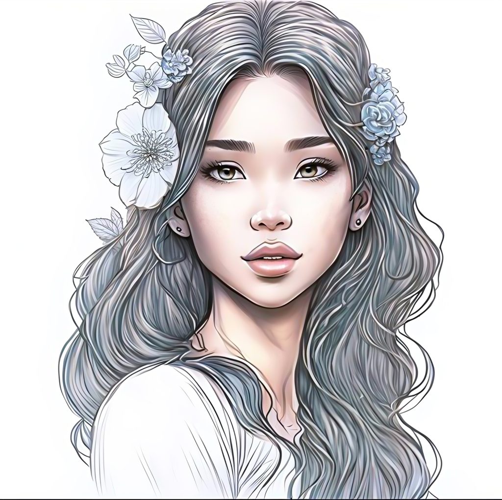 Asian bloom a coloring page for hair and floral lovers ðñðððððº