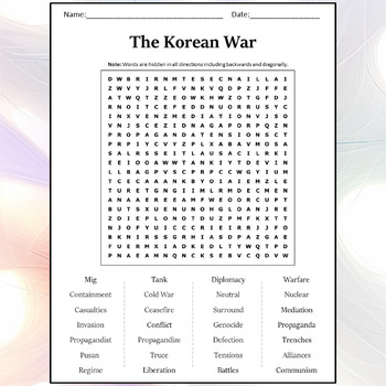 Korean war worksheet tpt