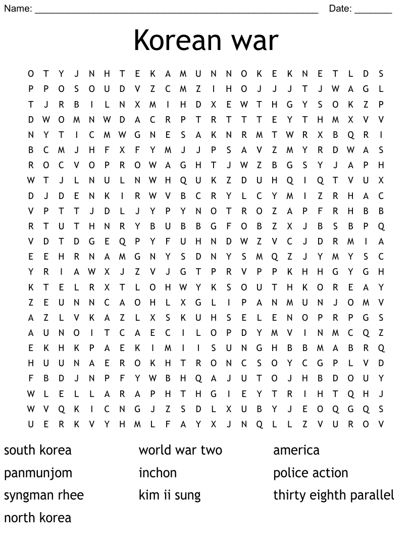 Korean war word search