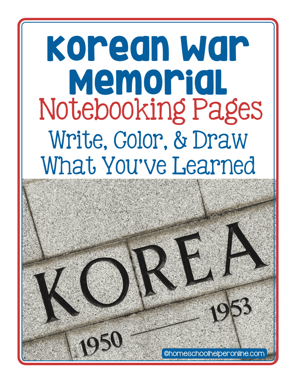 Korean war korean war memorial notebooking pages