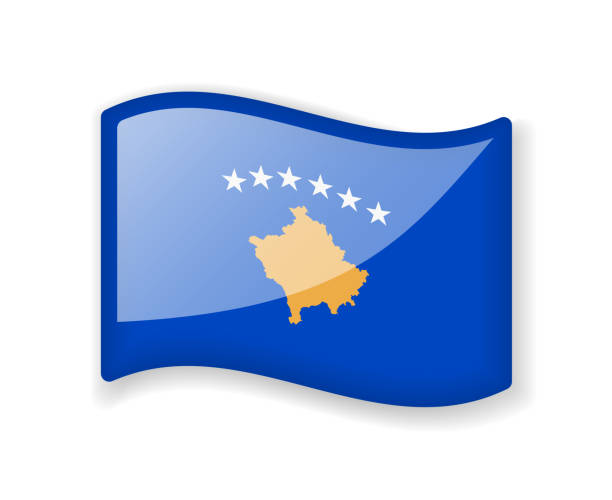 Button with kosovo flag stock photos pictures royalty