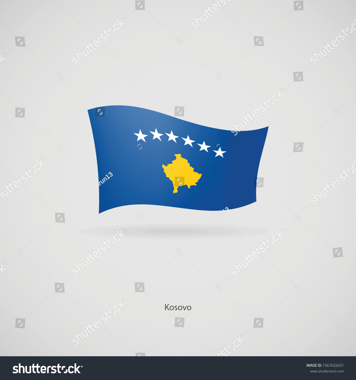 Flag kosovo flying layered vector image stock vector royalty free