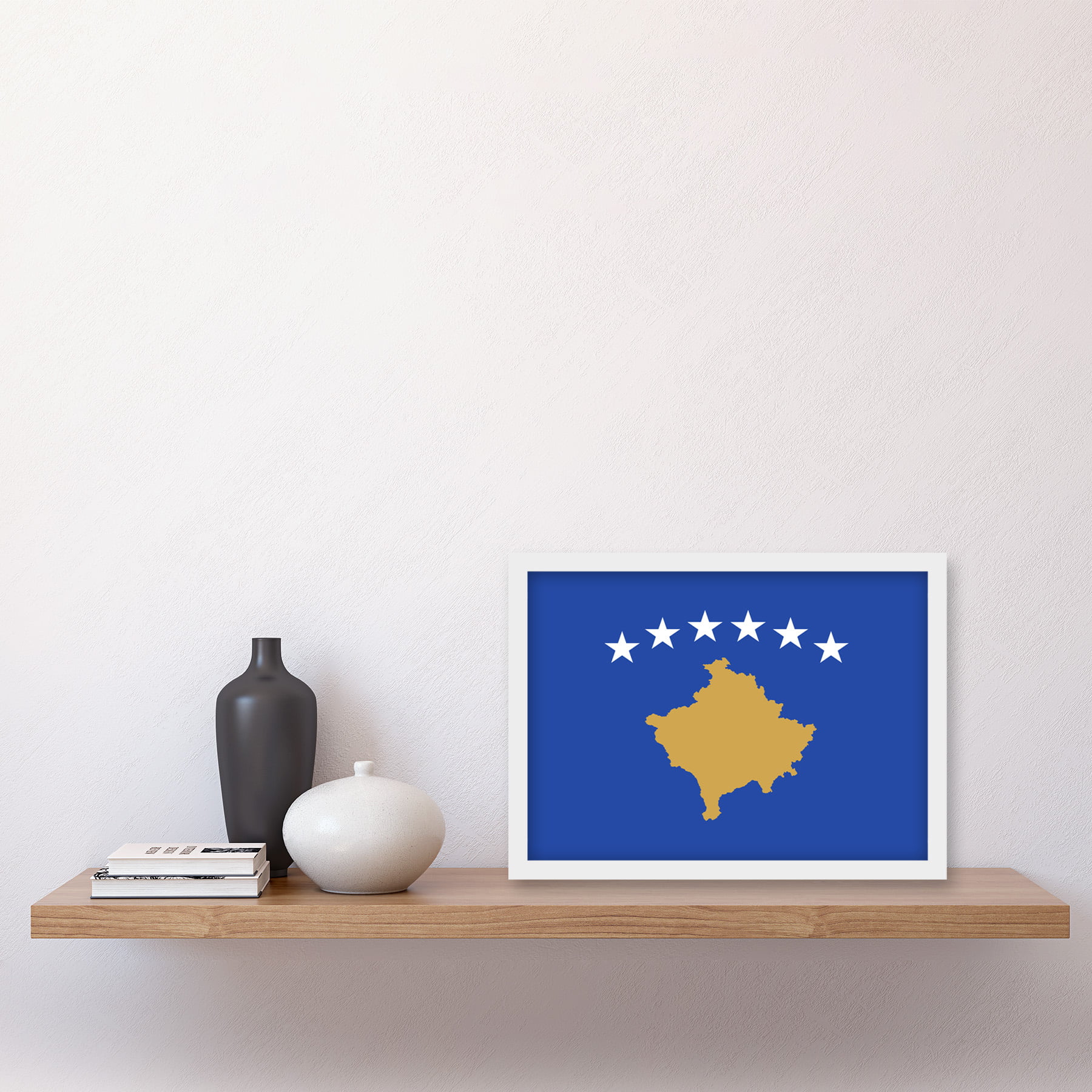 Republic of kosovo national flag patriotic vexillology world flags country region poster artwork framed wall art print a