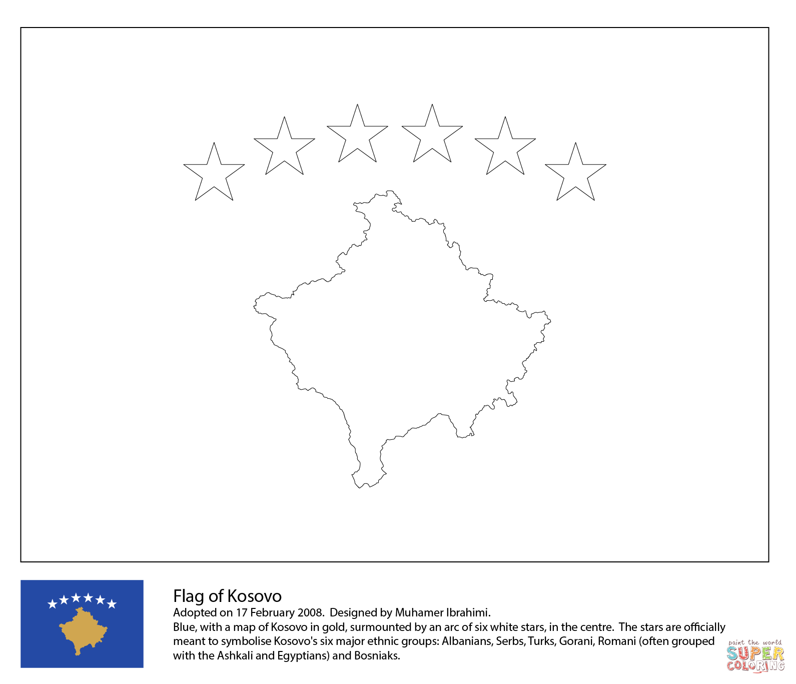 Flag of kosovo coloring page free printable coloring pages