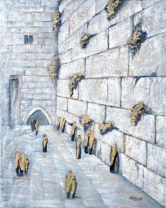 Meaningful original painting of the western wall prayers kotel