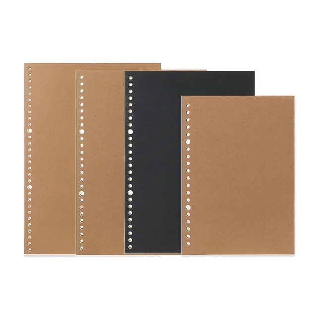 Sheets a a b kraft black cover g ivory loose leaf refill paper with dot line grid pages