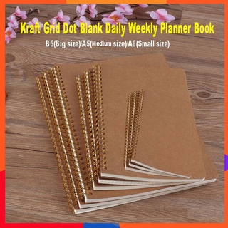 Kraft notebook journal grid dot plain line daily weekly planner book time management planner school supplies gift singapore