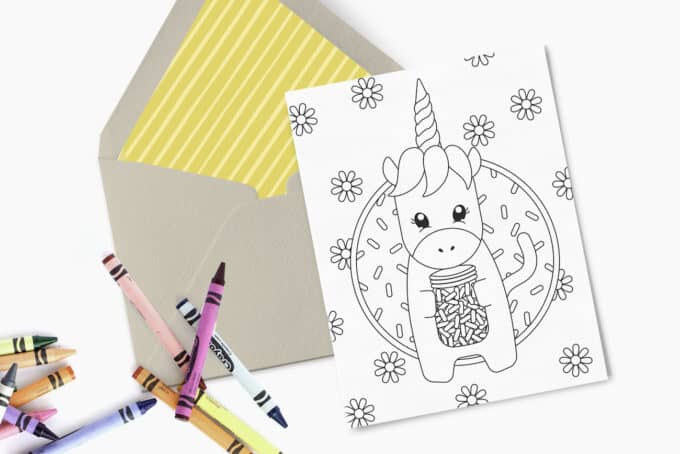 Printable unicorn birthday card