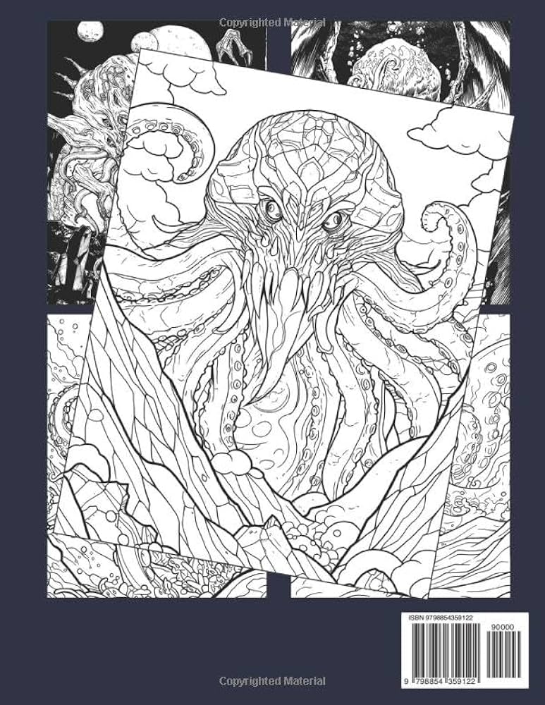 Kraken coloring book scary sea monster coloring pages with fantasy illustrations for adults teens to relax and relieve stress aaminah hanna books