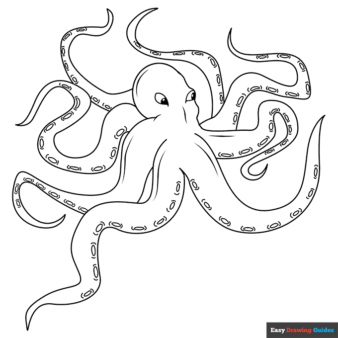 Kraken coloring page easy drawing guides