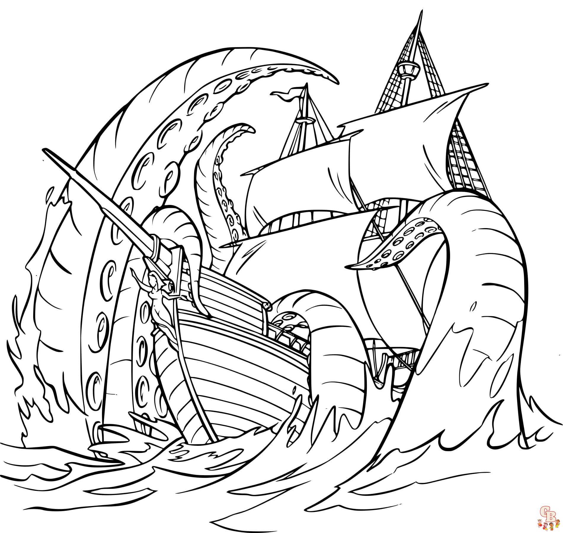 Printable kraken coloring pages free for kids and adults