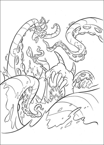 Kraken octopus coloring page free printable coloring pages